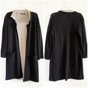 Peruvian Connection Black 100% Royal Alpaca Longline Cardigan